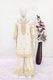 Girls Purple Embroidered Kurta Palazzo Set with Dupatta