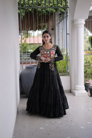 Women’s Ethnic Anarkali Gown Dress with Embroidered Bodice