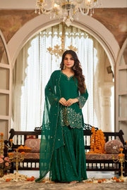 Women’s Embroidered Georgette Anarkali Suit Set with Dupatta
