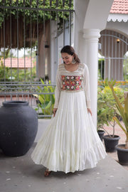 Women’s Ethnic Anarkali Gown Dress with Embroidered Bodice