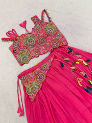 Women’s Pink Embroidered Lehenga Choli Set