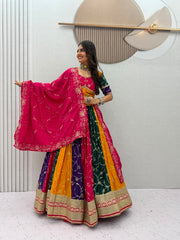 Women’s Multicolor Lehenga Choli Set with Dupatta, Traditional Indian Ethnic Wear