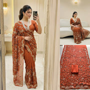 Indian Saree for Wedding, Party & Festive Wear, Traditional Saree with Matching Blouse
