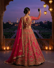 Women’s Pink Embroidered Lehenga Choli with Dupatta