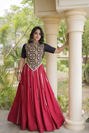 Women’s Stitched Rayon Lehenga Choli Set with Mirror Lace