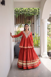 Women’s Lengha Choli with Embroidered Neckline