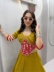 Women’s Mustard Yellow Lehenga Choli Set, Traditional Indian Ethnic Wedding Wear