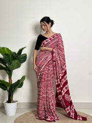Women's Printed Cotton Saree, Traditional Indian Ethnic Saree with Floral Print for Wedding