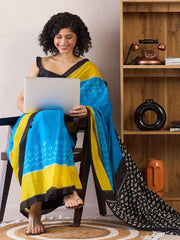 Women’s Ready to Wear Mul Cotton Saree with Pocket, Multicolor Printed Stitched Saree