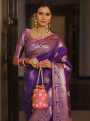 Saree for Women with Golden Paisley Butti and Rich Zari Jacquard Border