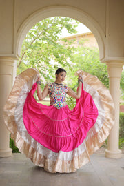 Women’s Rayon Lehenga with Kutchi Work Blouse