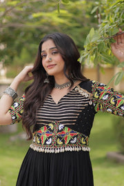Women’s Anarkali Gown with Embroidered Kutchi Mirror Work