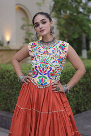 Women’s Rayon Lehenga with Kutchi Work Blouse
