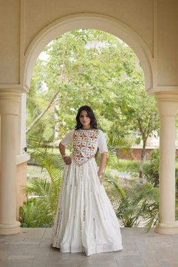 Women’s Stitched Rayon Lehenga Choli Set with Mirror Lace