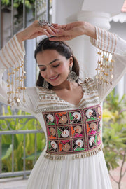 Women’s Ethnic Anarkali Gown Dress with Embroidered Bodice