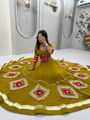 Women’s Mustard Yellow Lehenga Choli Set, Traditional Indian Ethnic Wedding Wear