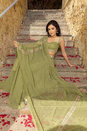 Women’s Olive Green Lehenga Choli Set with Dupatta, Elegant Indian Ethnic Outfit for Wedding