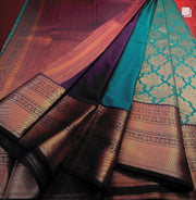 Teal Blue Lichi Silk Saree for Women with Floral Jacquard Work and Rich Woven Border
