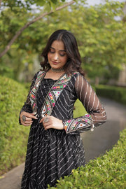 Women’s Anarkali Maxi Dress with Embroidered Bodice