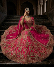 Women’s Pink Embroidered Lehenga Choli with Dupatta