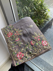 Women with Floral Embroidery Work and Heavy Embroidered Border