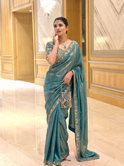 Women’s Saree with Embroidered Border For Traditional Look