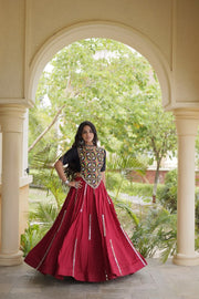 Women’s Stitched Rayon Lehenga Choli Set with Mirror Lace