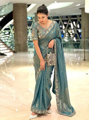 Women’s Saree with Embroidered Border For Traditional Look