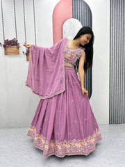 Women’s Floral Heavy Thread & Sequin Work Lehenga Choli with Dupatta