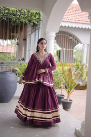 Women’s Lengha Choli with Embroidered Neckline