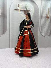 Women’s Roman Silk Lehenga Choli with Dupatta Real Mirror Work