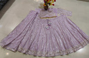 Women’s Blush Pink Sequin Embroidered Lehenga Choli Set with Dupatta