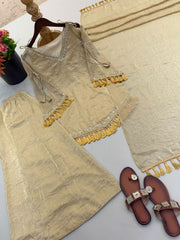 Women’s Beige,Maroon Embroidered Anarkali Suit Set with Dupatta