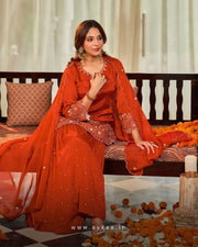 Women’s Embroidered Georgette Anarkali Suit Set with Dupatta
