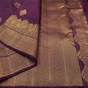 Deep Purple Soft Lichi Silk Saree for Women with All Over Jacquard Work