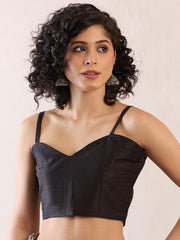 Women’s Ready to Wear Mul Cotton Saree with Pocket, White and Black