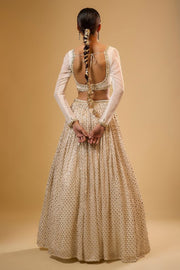 Women’s White Embroidered Lehenga Choli Set with Dupatta
