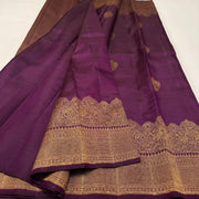Deep Purple Soft Lichi Silk Saree for Women with All Over Jacquard Work