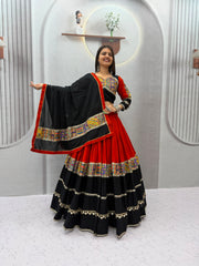 Women’s Pure Cotton Mirror Work Lehenga Choli Set with Dupatta