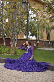 Women’s Anarkali Maxi Dress with Embroidered Bodice