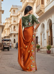 Indian Traditional Saree with Green Blouse for Wedding, Party & Festive Wear