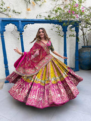 Women’s Traditional Indian Lehenga Choli with Printed Flared Skirt