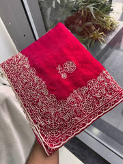 Heavy Embroidered Border, Indian Traditional Saree for Wedding, Party and Festive Wear
