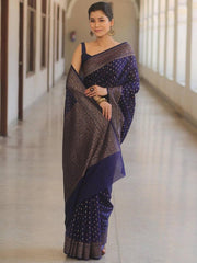 Banarasi Silk Saree for Women with All Over Woven Butti Design and Rich Jacquard Border