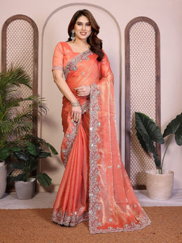 Fendy Chiffon Silk Saree for Women with Embroidery Work and Piping Border