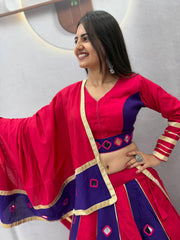 Women’s Roman Silk Lehenga Choli with Dupatta Real Mirror Work