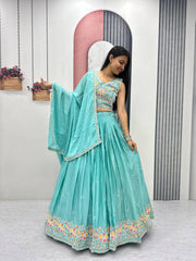 Women’s Floral Heavy Thread & Sequin Work Lehenga Choli with Dupatta