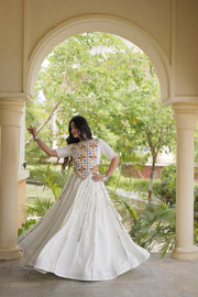 Women’s Stitched Rayon Lehenga Choli Set with Mirror Lace