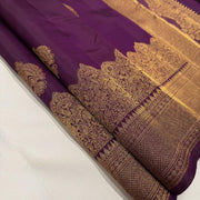 Deep Purple Soft Lichi Silk Saree for Women with All Over Jacquard Work