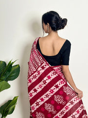 Women's Printed Cotton Saree, Traditional Indian Ethnic Saree with Floral Print for Wedding